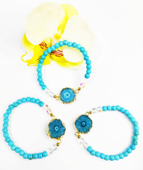 PB2208-Solar Druzy Blue Agate Bracelet - Image 2