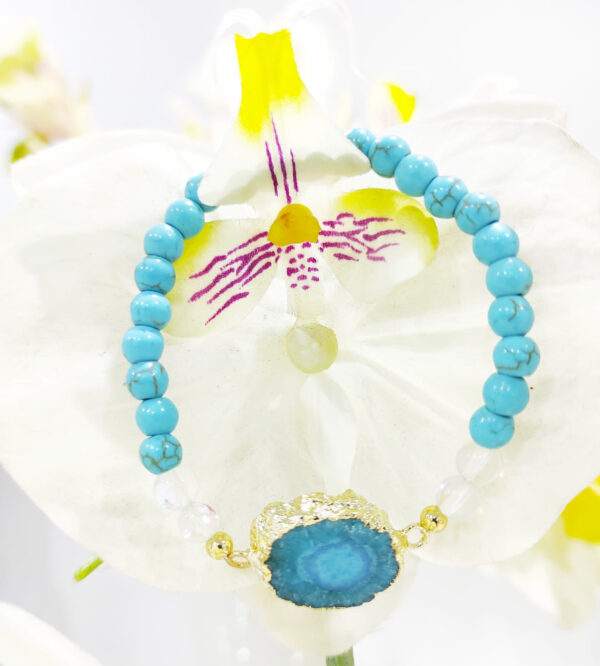 PB2208-Solar Druzy Blue Agate Bracelet - Image 3