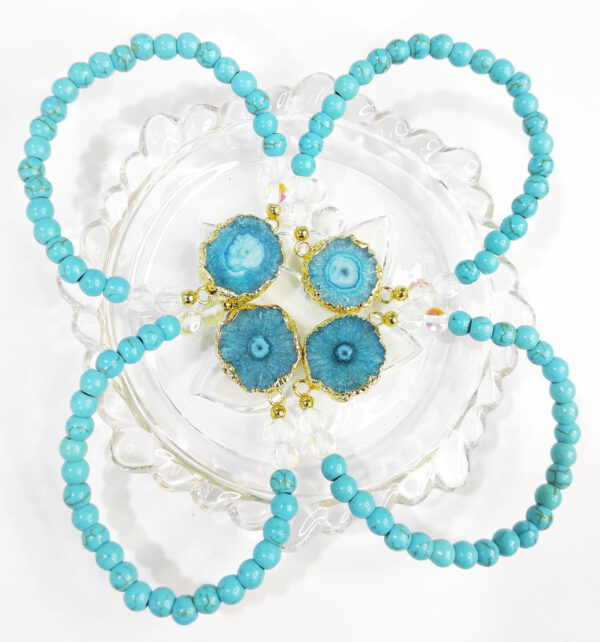 PB2208-Solar Druzy Blue Agate Bracelet - Image 5