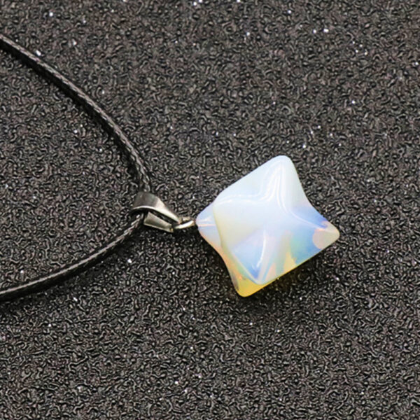 PN2249-3d Six-pointed Star Opalite Merkaba Star Necklace