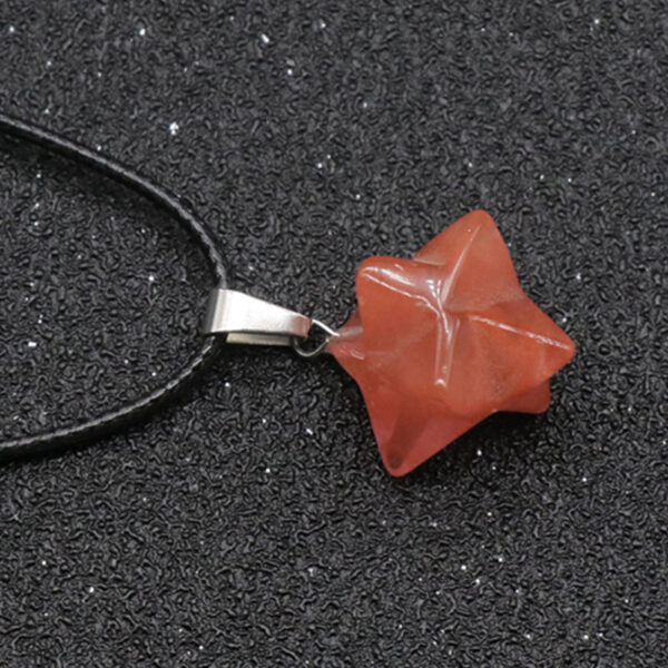 PN2250-3d Six-pointed Star Cherry Quartz Merkaba Star Necklace - Image 2