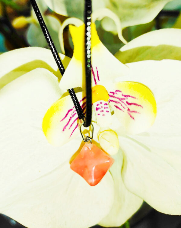 PN2250-3d Six-pointed Star Cherry Quartz Merkaba Star Necklace