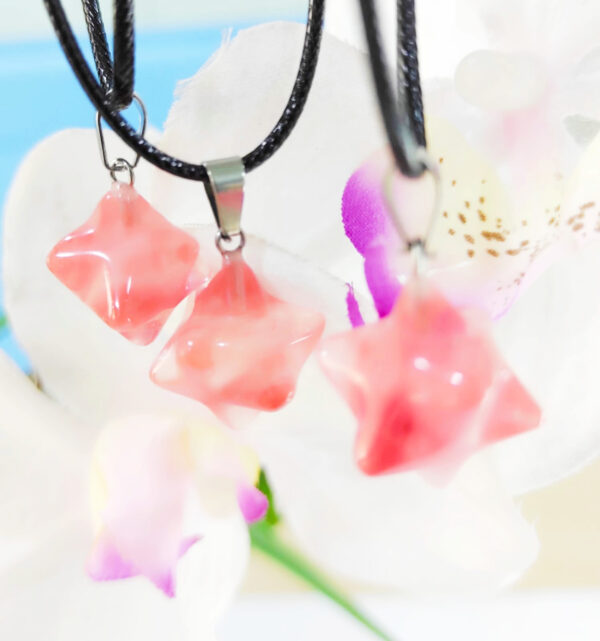 PN2250-3d Six-pointed Star Cherry Quartz Merkaba Star Necklace - Image 6