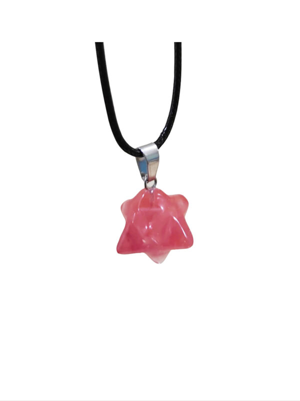 PN2250-3d Six-pointed Star Cherry Quartz Merkaba Star Necklace - Image 7