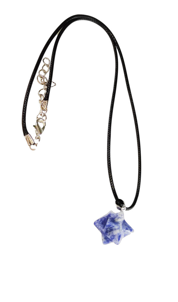 PN2251-3d Six-pointed Star Blue Spot Merkaba Star Necklace - Image 5
