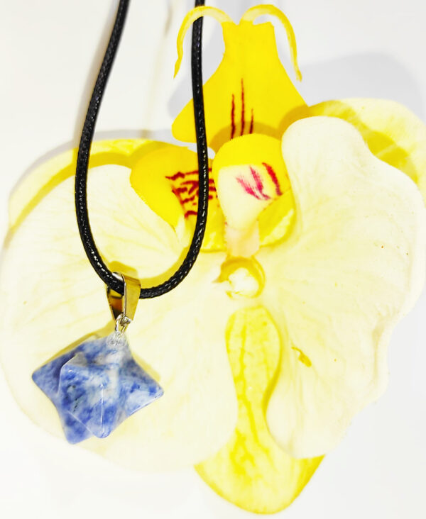 PN2251-3d Six-pointed Star Blue Spot Merkaba Star Necklace - Image 6