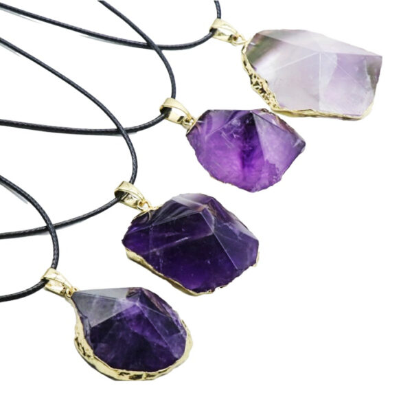 PN2258-Creative Fancy Amethyst Pyramid Necklace - Image 4