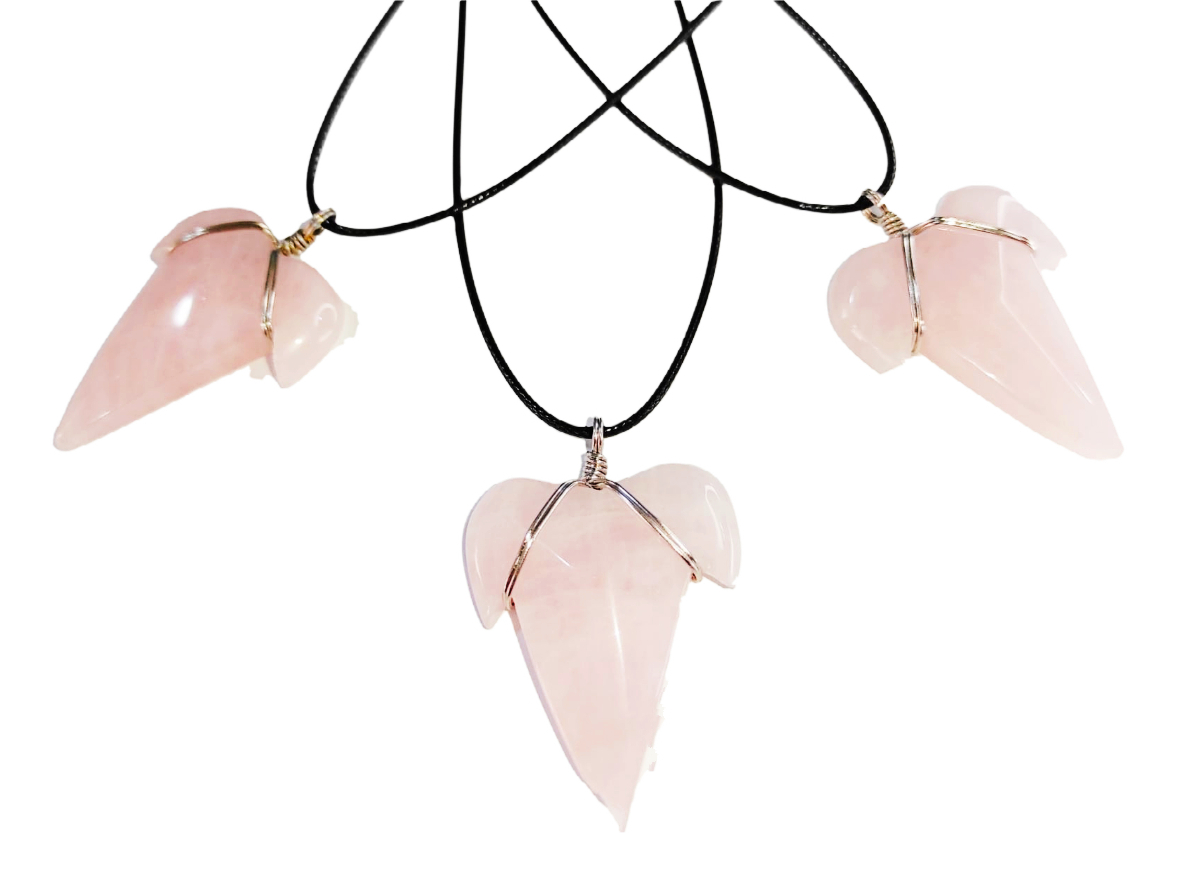PN2261-Trendy Shape Rose Quartz Charms Necklace - Image 4