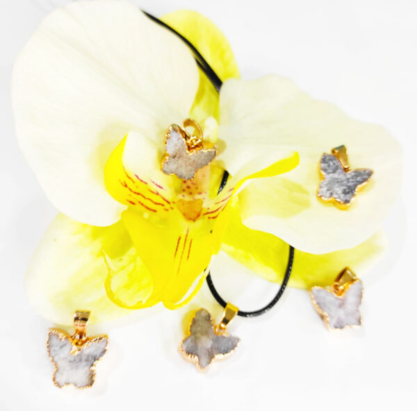 PN2262-Druzy Stone Nature Butterfly Necklace - Image 5
