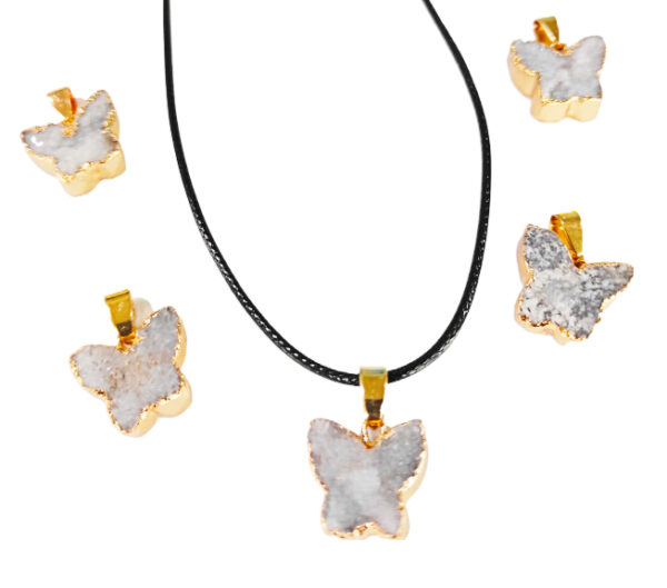 PN2262-Druzy Stone Nature Butterfly Necklace - Image 6