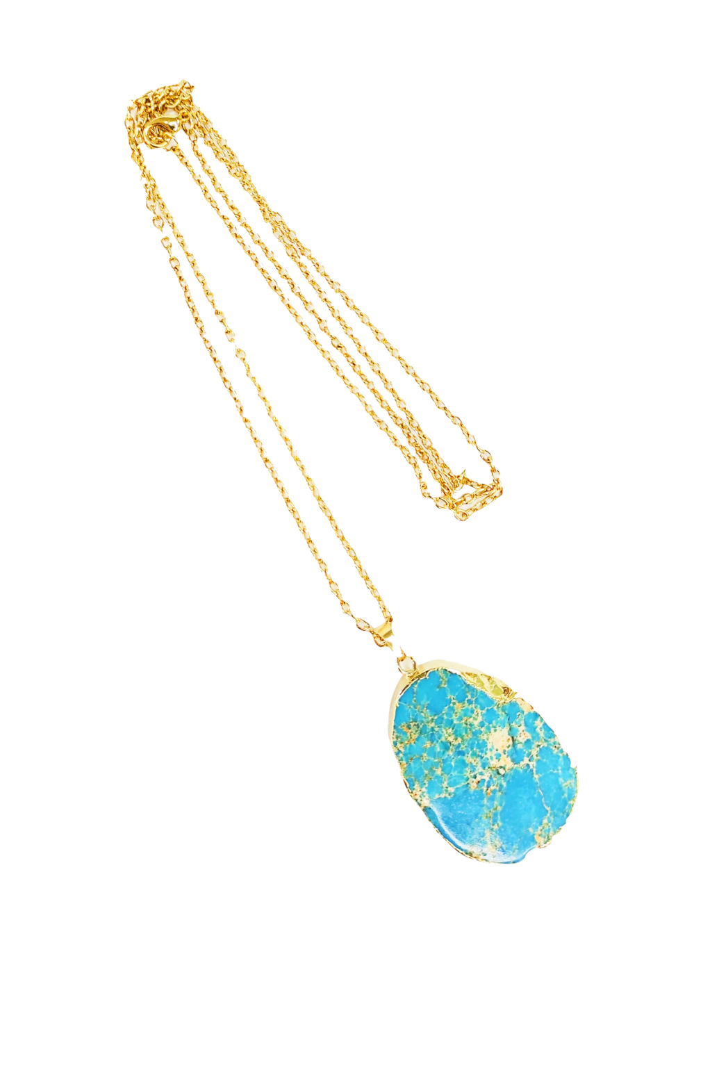 PN2271-Raw Turquoise, December Birthstone Gold Chain Necklace