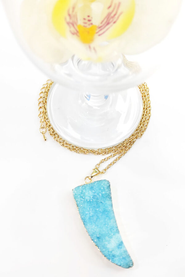 PN2273-Fantastic Raw Druzy Crystal Stone Necklace Big Pendant - Image 3