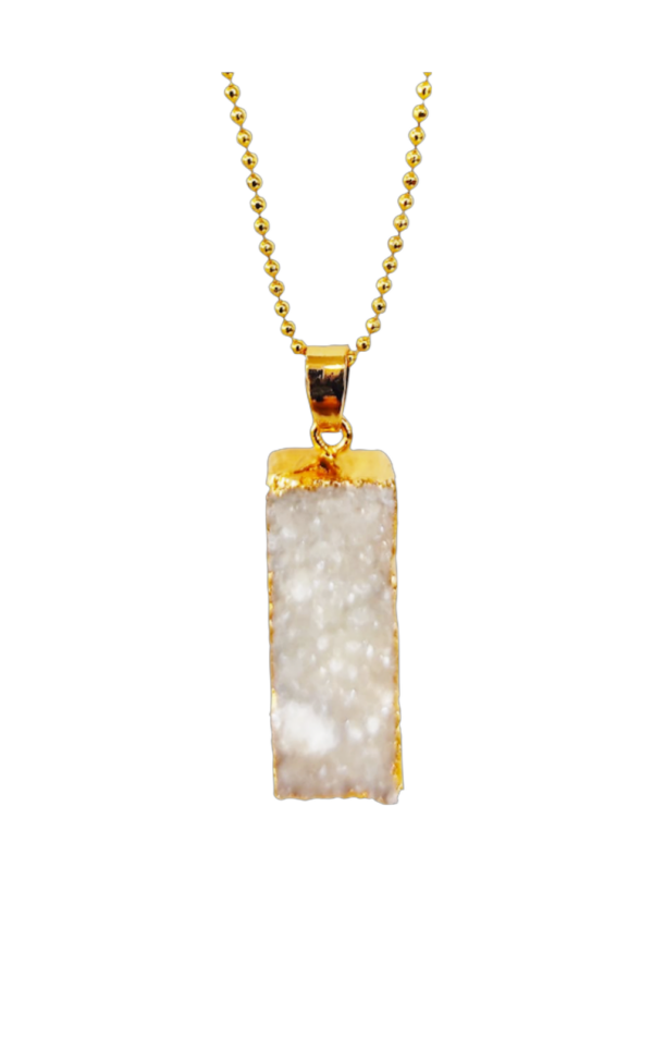 PN2274-Raw Druzy Pendant Gold Plated Chain Necklace