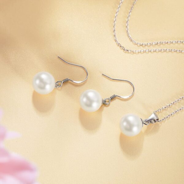 silver color bride simulated pearl Jewelry set for Women for Wedding bride Necklace pendant drop earring gifts