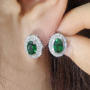 silver color bride Jewelry set halo round stud earring for Wedding Christmas Day