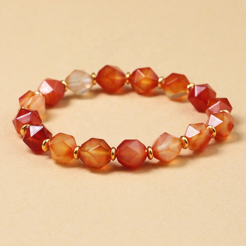 Sparkly Diamond Shape Carnelian Bracelet
