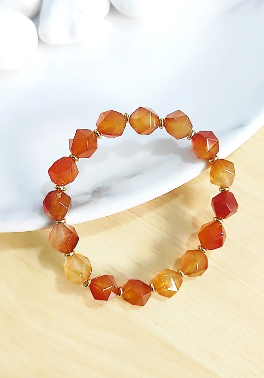 Sparkly Diamond Shape Carnelian Bracelet - Image 6