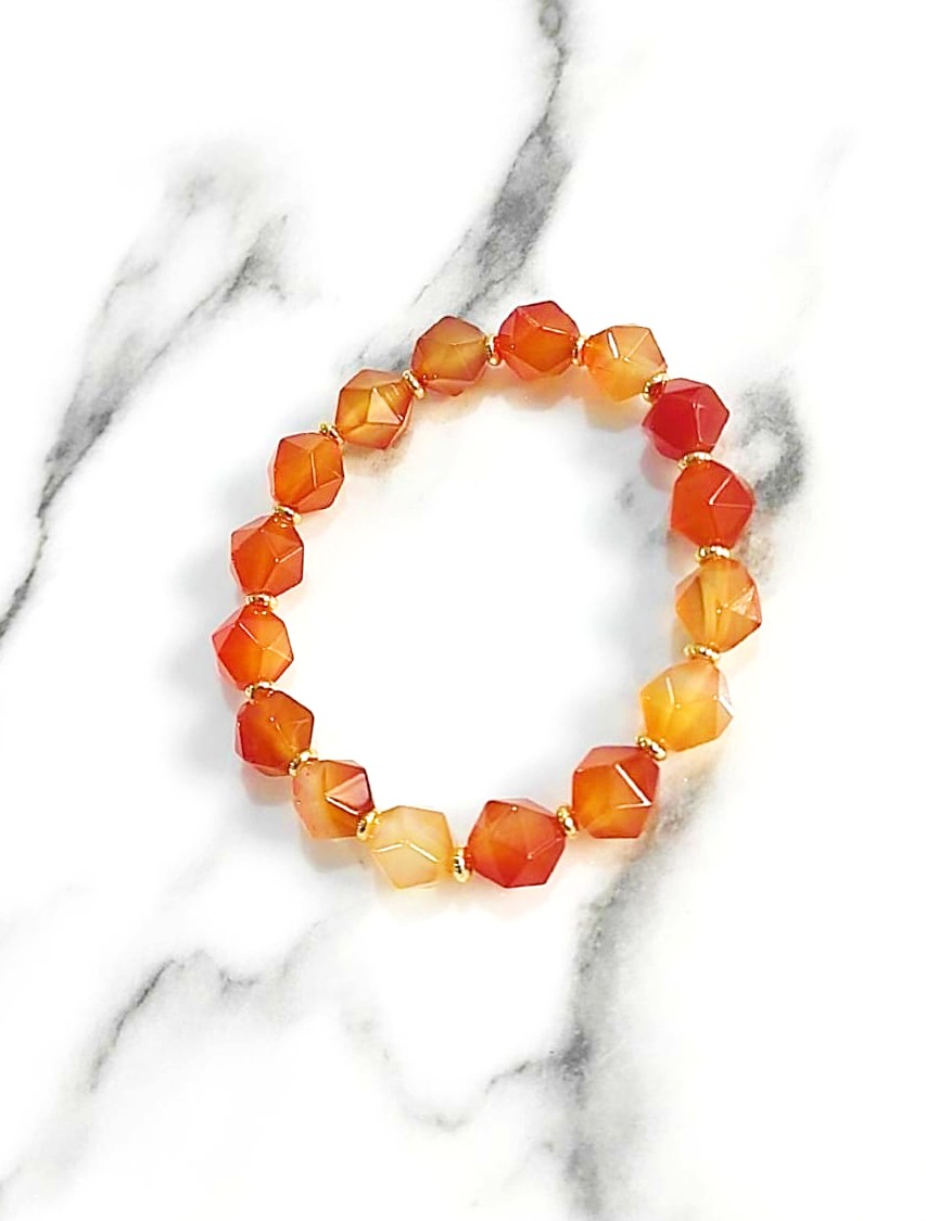 Sparkly Diamond Shape Carnelian Bracelet - Image 5