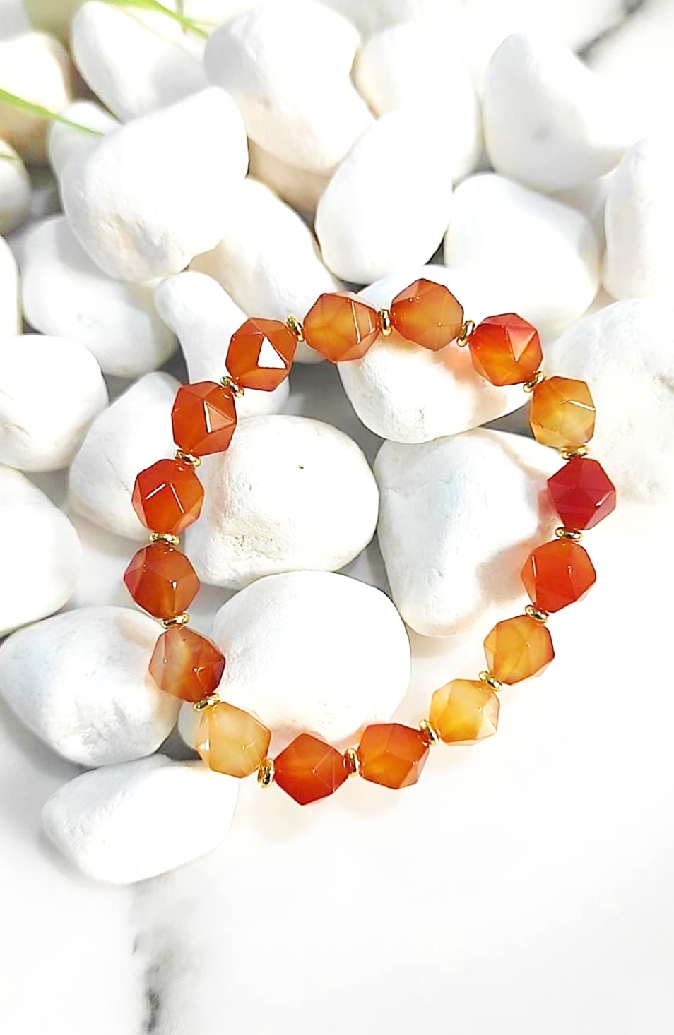Sparkly Diamond Shape Carnelian Bracelet - Image 2