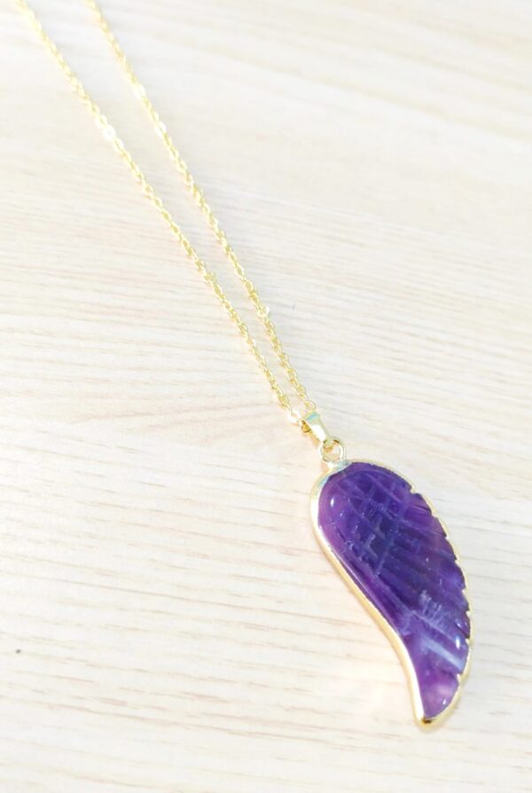 Unique Fashion Wing Shaped Amethyst Crystal Pendant Necklace - Image 7