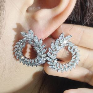 New Luxury Marquise Stud Earrings For Women Lady Anniversary Gift Jewelry