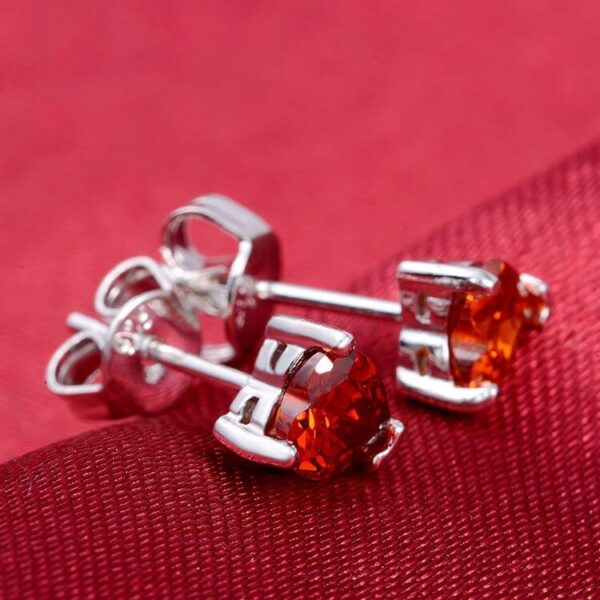 Sterling Silver Red Austrian Crystal Heart Shape Stud Earring - Image 4