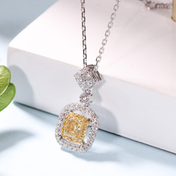 Sterling Silver Yellow Color Necklace Jewelry for Engagement or Wedding Gift