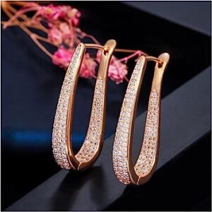 New Fashion Cubic Zirconia Stone White Gold Plated Luxury Hoop Earrings