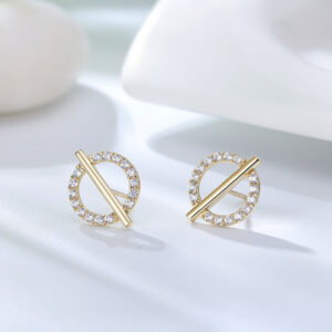Korean Fashion 925 Sterling Silver Micro Pave CZ Quality Gold Plated Stud Earings