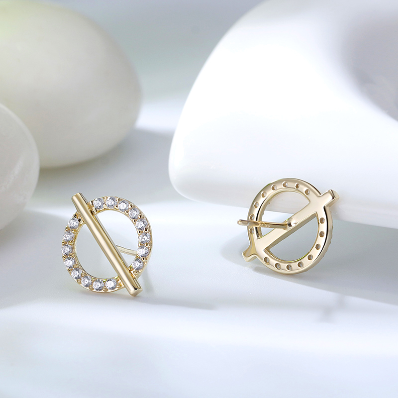 Korean Fashion 925 Sterling Silver Micro Pave CZ Quality Gold Plated Stud Earings - Image 2