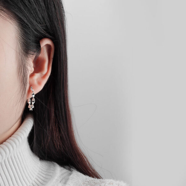 Vintage Style Rhodium Plated 925 Silver Boho Ethnic Twisted Hoop Earrings - Image 4