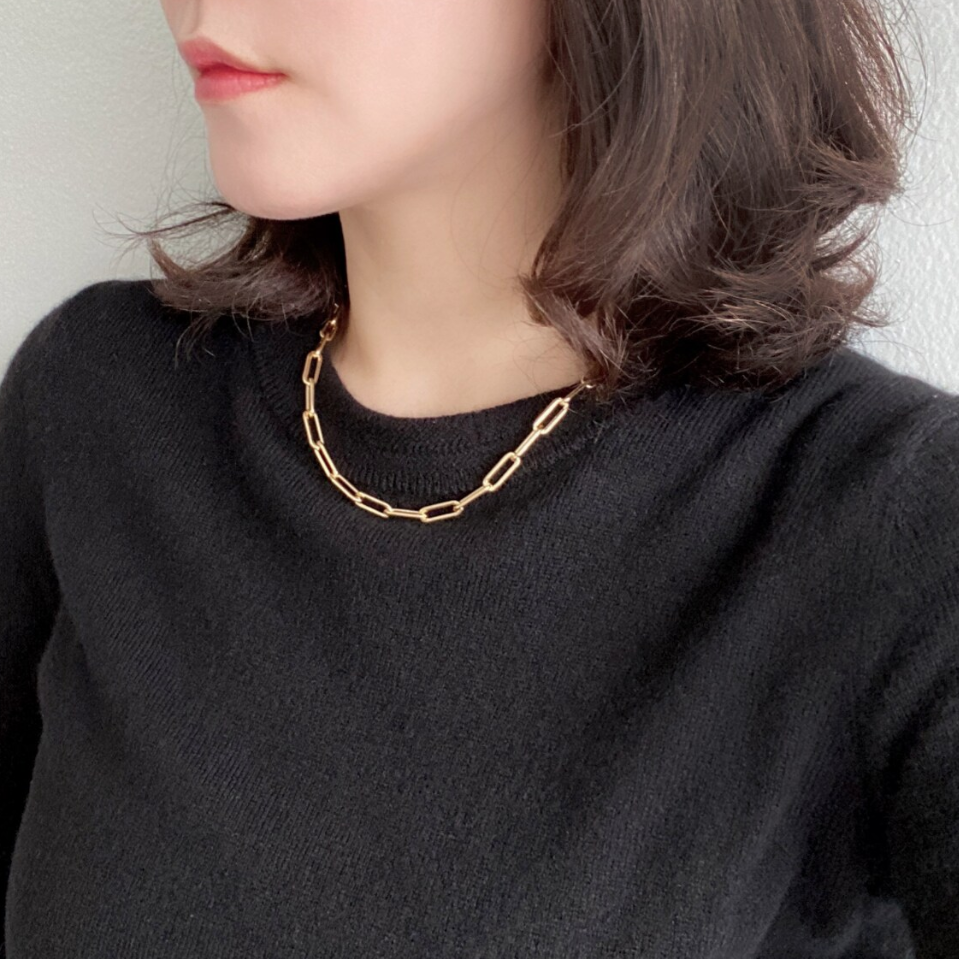 Pameer Store 925 Sterling Silver 14K Gold Plated Paperclip Link Chunky Chain Necklace - Image 5