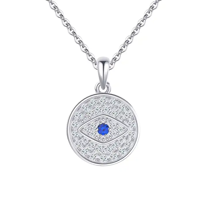 Trendy Turkish Evil Eye Style Real Sterling Silver Necklace - Image 7
