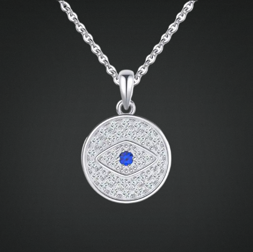 Trendy Turkish Evil Eye Style Real Sterling Silver Necklace - Image 2