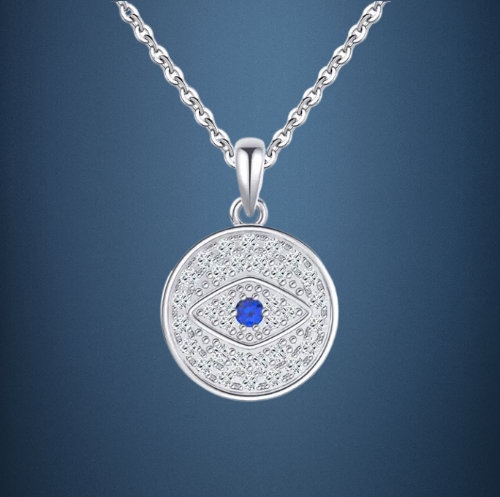 Trendy Turkish Evil Eye Style Real Sterling Silver Necklace - Image 3