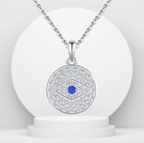 Trendy Turkish Evil Eye Style Real Sterling Silver Necklace - Image 4