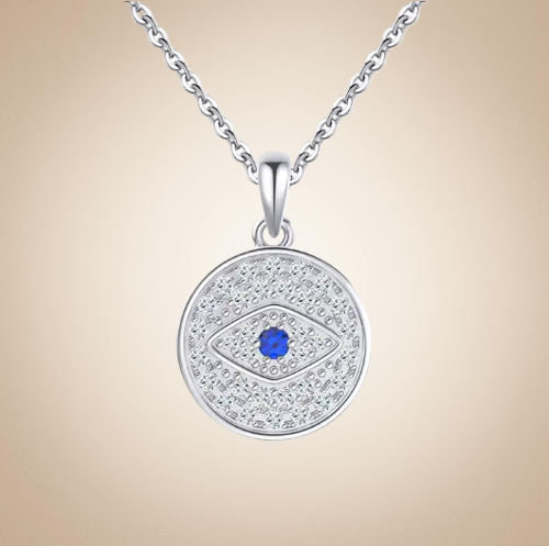 Trendy Turkish Evil Eye Style Real Sterling Silver Necklace - Image 5