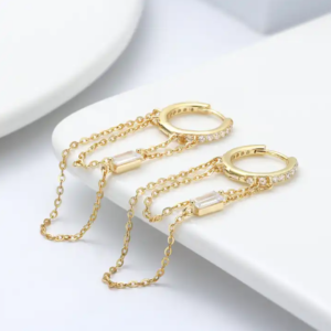 Real S925 Silver Tassel Arate Gold Plated Drop Earrings