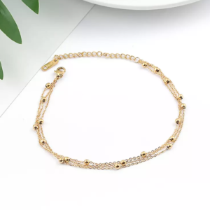 Cute Simple 3 Rows 14K Gold Plated Satellite Chain Sterling Silver Bracelet