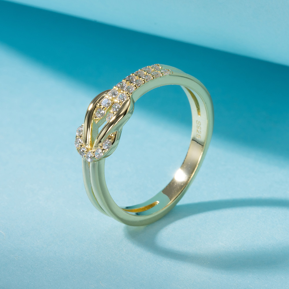 Unique Design 4A Zirconia Decoration 14K Gold Plated 925 Sterling Silver Ring