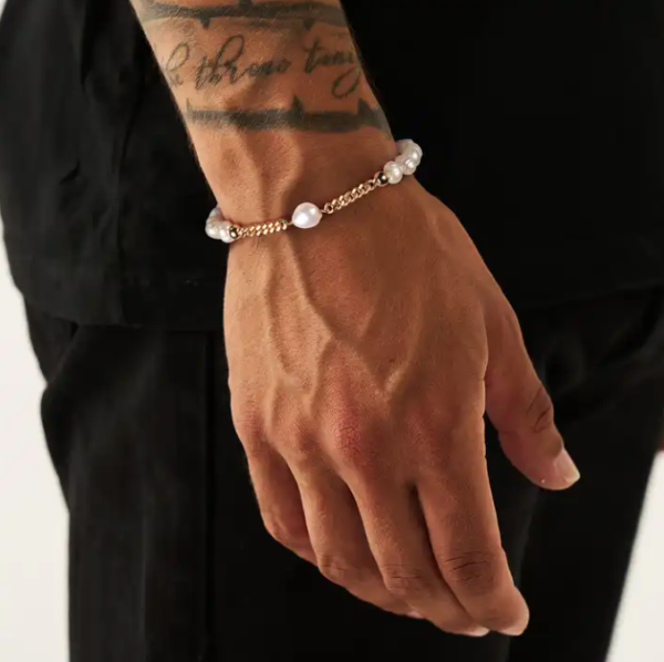 Cuban Chain 925 Silver Gold Plated with Freshwater Pearl Simple Minimalist Designer Bracelet - Image 4