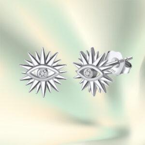 925 Sterling Silver Filled Evil Eye Sun Evil Eye Stud Earrings