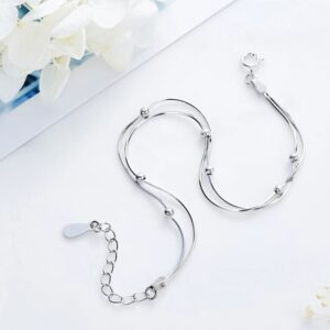 Adjustable Delicate Cuff Chain Multi-Layer Snake Satellite 925 Sterling Silver Bracelet
