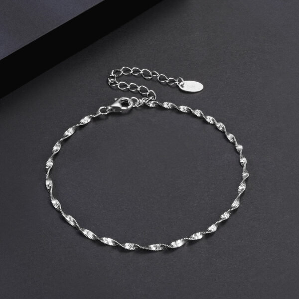 Sparkling 2mm Width Double Layer Water Wave Scales Real 925 Sterling Silver Chain Bracelet