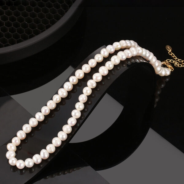 Pameer Store 925 Sterling Silver 14K Gold Plated Natural Baroque Freshwater Pearls Necklace - Image 6