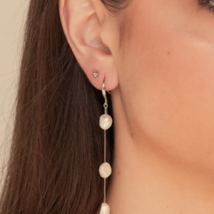 Pameer Store 925 Sterling Silver Natural Baroque Freshwater Pearls Drop Earings