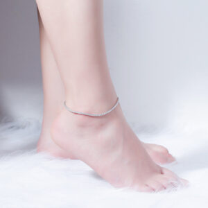 Pameer Store 925 Sterling Silver Tennis Zircon Foot Anklets