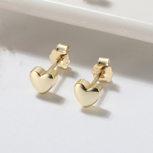 Pameer Store Piercing 925 Sterling Silver Heart 14K Gold Plated Stud Earrings