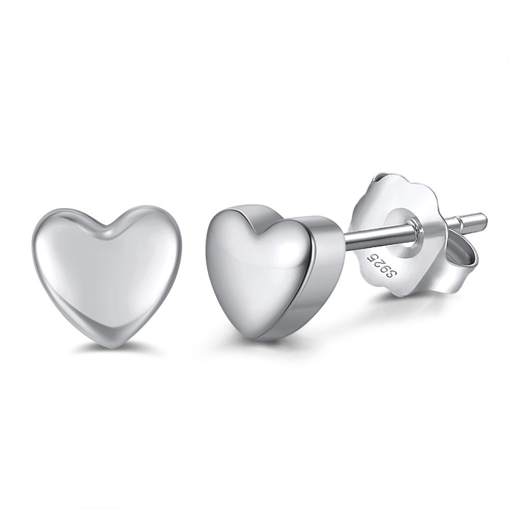 Pameer Store Piercing 925 Sterling Silver Heart Stud Earrings - Image 6
