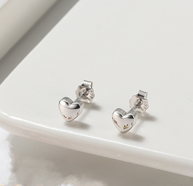 Pameer Store Piercing 925 Sterling Silver Heart Stud Earrings - Image 2